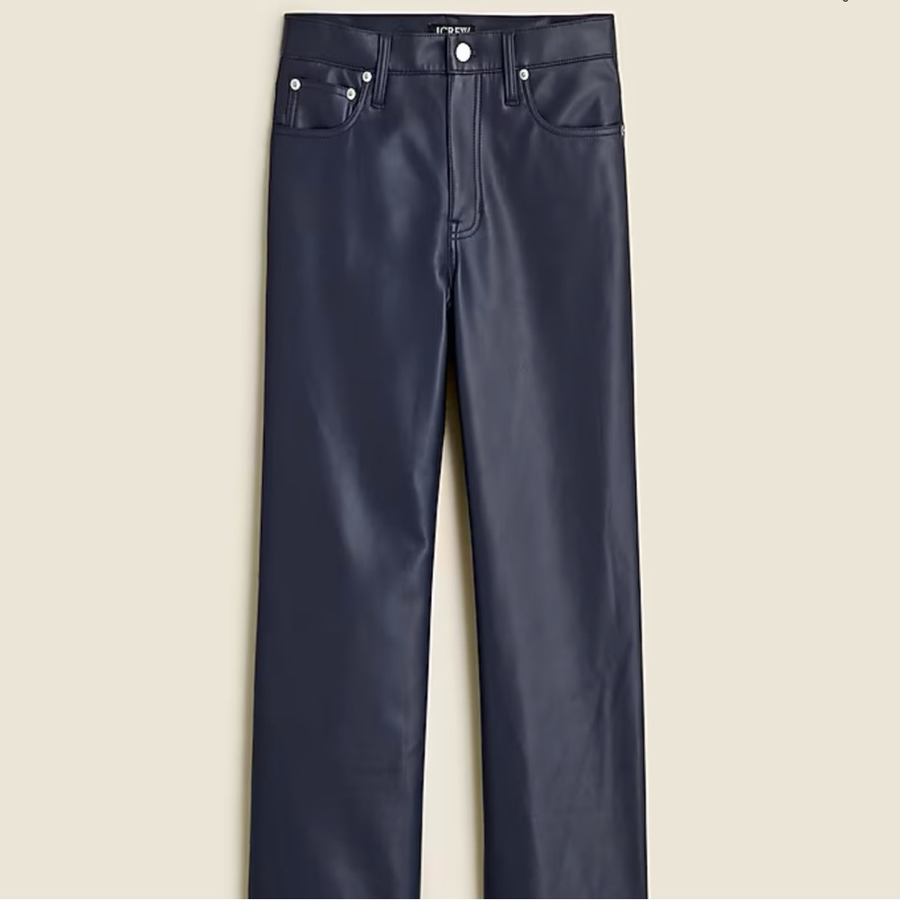 J.Crew Navy Slim wide-leg pant in‎ faux leather